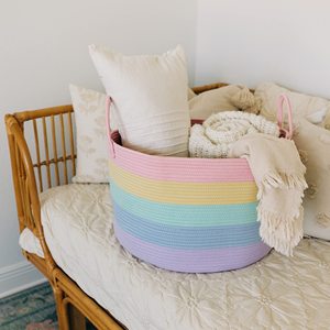 Wholesale Rainbow Blanket <b>Basket</b> for Classroom & Nursery Extra <b>Large</b> Woven Laundry <b>Basket</b> - Product Image 2