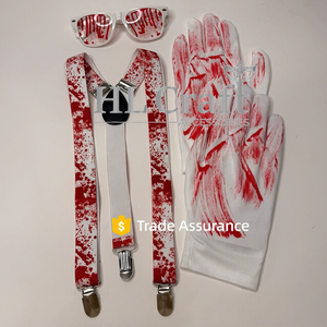 HLC Halloween Psycho Horror Kostümzubehör Blutige Sonnenbrille und Blutende Hosenträger-Handschuhe Sets Gruselige Party-Dekorationen - Product Image 2