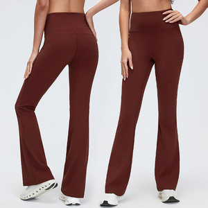 Pantalones de yoga acampanados de cintura alta para mujer, sin costuras, control de abdomen, secado rápido, transpirables, para gimnasio, desde almacén de EE. UU. - Product Image 1