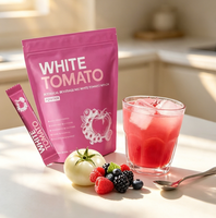 OEM ODM 5g*7 Sachets de poudre de tomate blanche, mélange de boisson botanique avec baies d'açaï, poudre de boisson éclaircissante pour la peau
