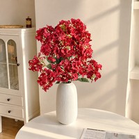 Vente en gros de tiges d'hortensias en soie à double fleur multicolores, aspect réaliste, pour la décoration de la maison, arrangement de fleurs artificielles