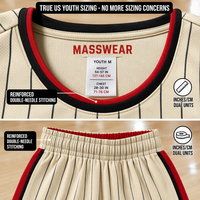 Ensemble d'uniformes de basketball personnalisés pour garçons, maillot de basketball sublimé à rayures fines pour enfants, idéal pour les matchs et l'entraînement des clubs universitaires et juniors