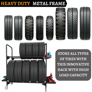 JH-Mech 업그레이드 차고 선반과 보관을 위한 자동차 타이어 랙 디자인 쇼룸용 견고한 이동식 롤링 타이어 랙 - Product Image 3