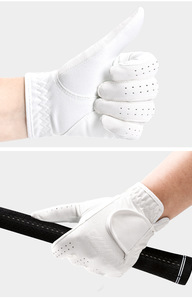 Gants de golf en cuir personnalisés unisexes blancs antidérapants à enfiler respirants pour usage sportif - Product Image 2
