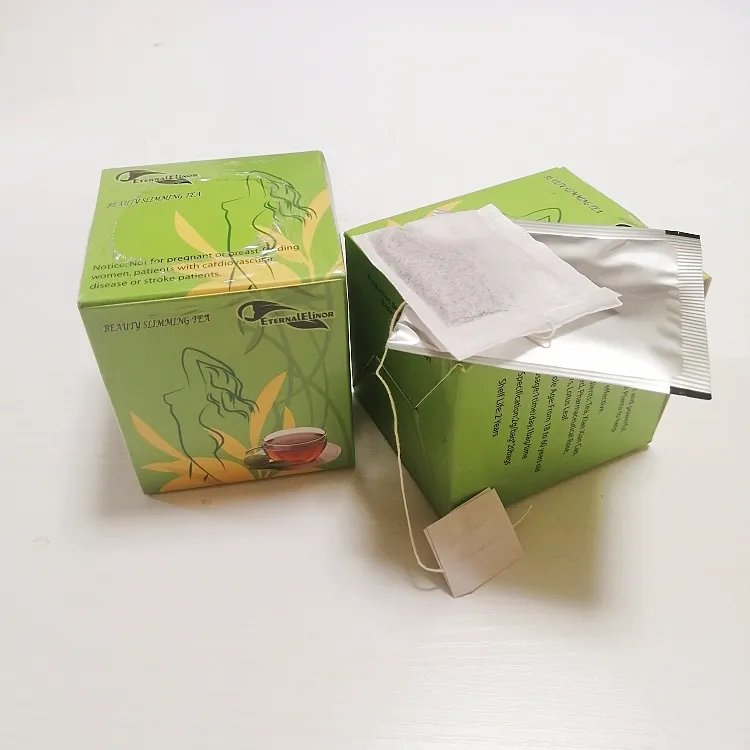 Label Pribadi Teh Pelangsing Herbal Dalam Kotak Hijau Dropshipping 20 Tas Individual Beauty Detox Diet Tea
