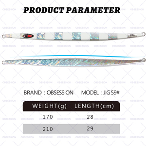 Jig <span class=keywords><strong>59</strong></span> #   Jigs <span class=keywords><strong>de</strong></span> pêche à la traîne à chute rapide lumineux 170g 210g, leurres <span class=keywords><strong>de</strong></span> pêche en plomb coulants, jig vertical en plomb, leurres <span class=keywords><strong>de</strong></span> pêche en métal pour l'eau salée - Product Image 2