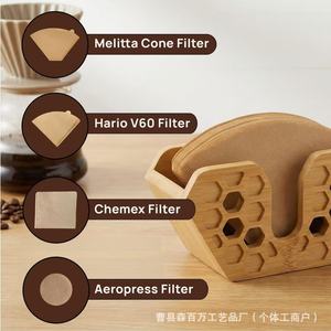 Soporte de madera para filtro de café, color madera natural, fácil de usar, organizador de escritorio para sala de té - Product Image 3