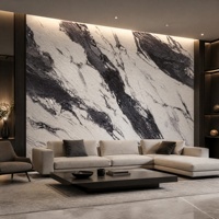 Revêtement mural en porcelaine flexible effet marbre noir et or, imperméable, pour décoration intérieure moderne du salon