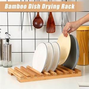 Bamboo Dish Rack Square Quick Dry Multipurpose <b>Kitchen</b> Storage Draining Rack - Product Image 4
