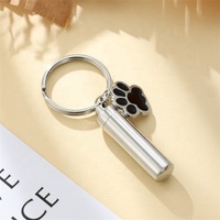 Yiwu Aceon memoria de acero inoxidable mascota ceniza urna joyería regalo personalizado grabado cilindro tapón de rosca colgante pequeña pata encanto llavero