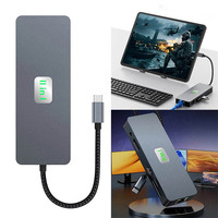 Station d'accueil moderne 8-en-1 triple écran en alliage d'aluminium argenté avec hub USB, USB 3.0, 4K DP, PD 100W, SD/TF, RJ45, USB-C portable