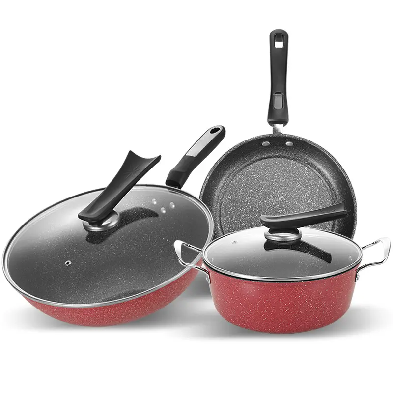 Kitchenware high quality cookware sets 3 pieces nonstick cookware sets cast iron cooking pot MFS