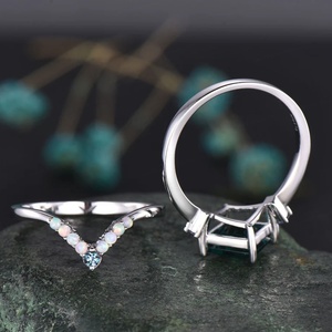 Fancy Sterling <b>Silver</b> Lab-Created Alexanderite Sparkle <b>Rings</b> Stackable Cut Wedding Engagement Anniversary Women's <b>Ring</b> <b>Sets</b> - Product Image 3
