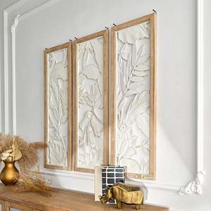 INNOVA Rectangulaire Écologique Style Ferme Décoration Intérieure Maison Cadre en Bois Fait Main Blanc Design Creux Sculpté Salon - Product Image 4