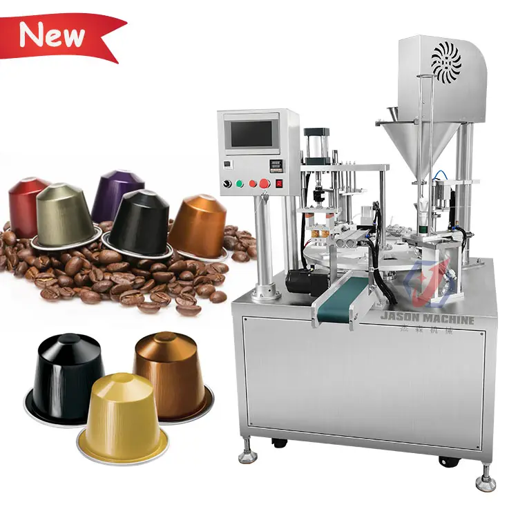 Automatic small vertical rotary nespresso coffee capsule filling and sealing machine