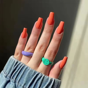 Lot de 24 <span class=keywords><strong>faux</strong></span> <span class=keywords><strong>ongles</strong></span> à presser français, courts, moyens, longs, en amande, en forme de cercueil, réutilisables, personnalisables - Product Image 1