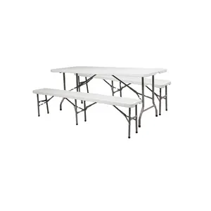 Cheap outdoor wedding event folding table Plastic foldable rectangular table and chair set