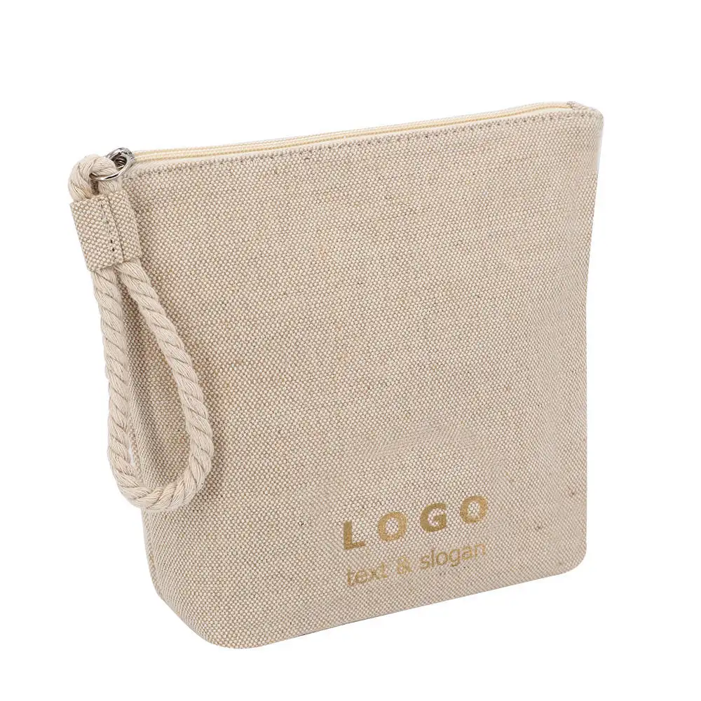 Borsa da toilette per la cura della pelle in tela di iuta di cotone a forma di ciotola naturale con Logo in corda di cotone con Logo personalizzato regalo professionale