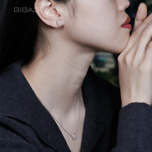 Collar GIGAJEWE con Colgante de Luna Creciente de Moissanita Blanca de 0.13ct, <span class=keywords><strong>Plata</strong></span> de Ley 925, <span class=keywords><strong>Cadena</strong></span> Tipo O para Mujer - Product Image 5