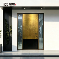 Porte d'entrée extérieure moderne pour immeuble résidentiel, cadre en aluminium, verre Changhong, intimité, antivol, ignifuge