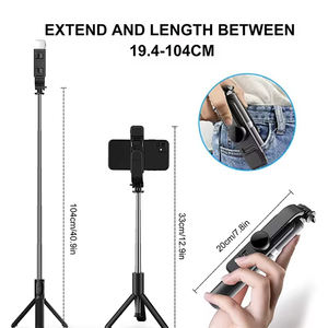 CYKE Q02s Handy Selfie Stick treppiede Wireless Bluetooth con luce di bellezza <span class=keywords><strong>3</strong></span> In 1 supporto estensibile per telefono telecomando con luce di riempimento - Product Image 2