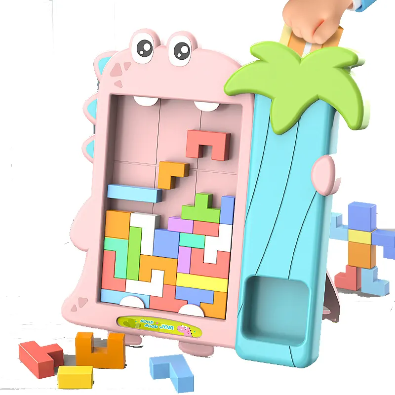 Khối gỗ Bảng câu đố đồ chơi Tangram khủng long mô hình não trêu ghẹo dễ thương hình dạng động vật ghép hình Montessori Đồ chơi giáo dục