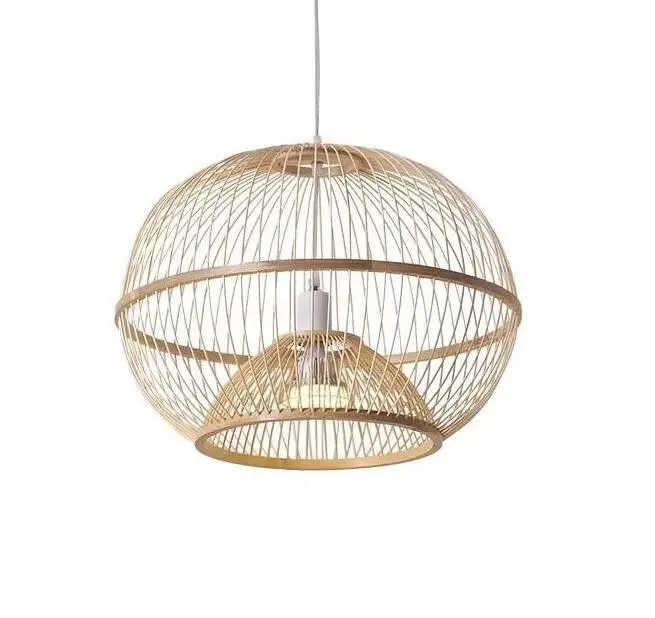 Luxury Bamboo Ball Lantern Ceiling Pendant Lamp Natural Handmade Rattan Chandelier For Hotel Restaurant