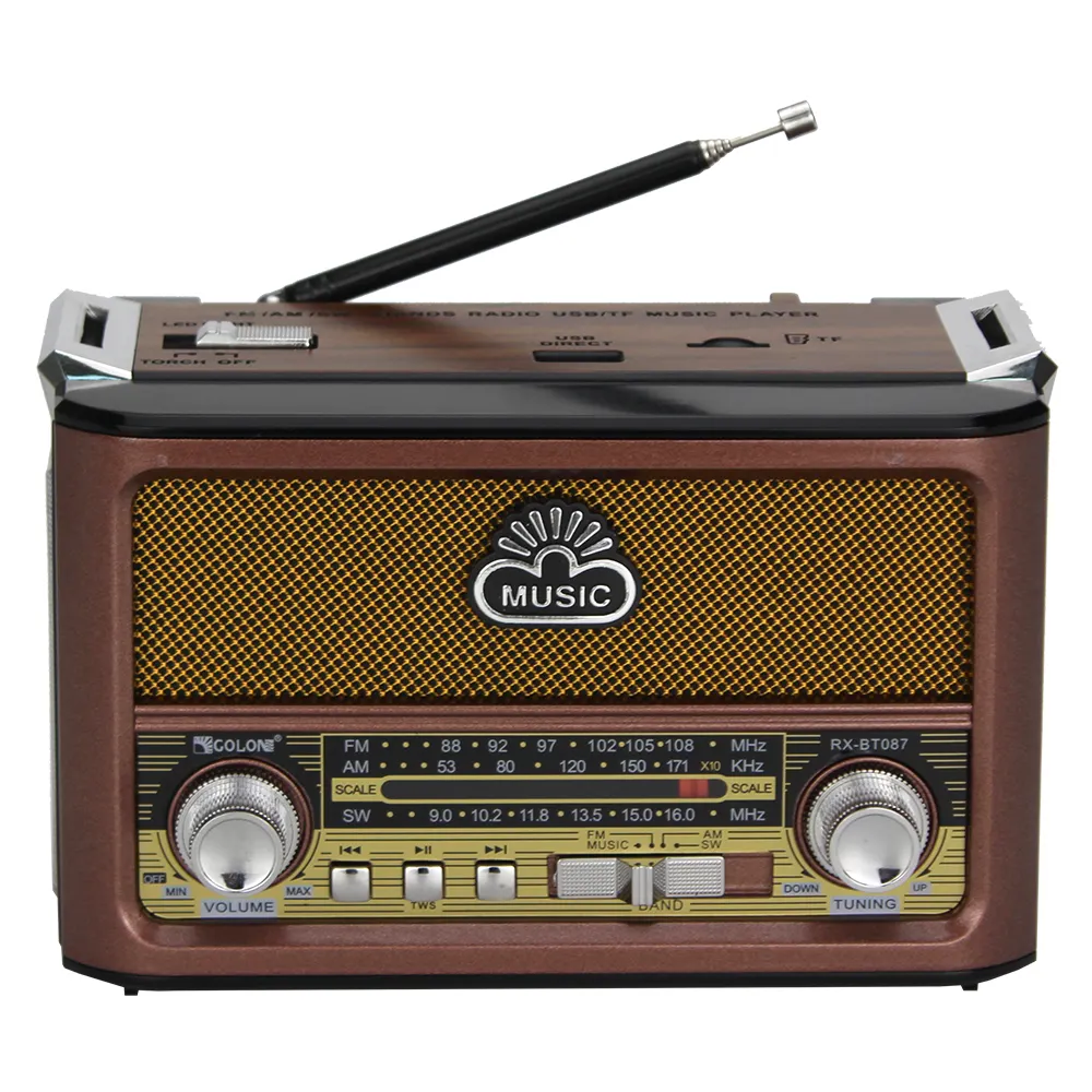 RX-BT087 Good Quality Old Style Desktop Am Fm Multiband Radio Golon Brand Torch Am Fm Radio 2 Way Led Torch Radio