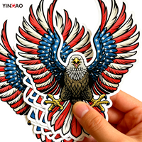 Autocollants personnalisés Aigle Drapeau Américain pour Célébrer la Fête de l'Indépendance, Autocollants Découpés Imperméables pour Téléphone et Décoration de Bagages