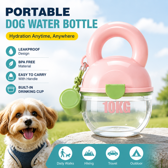 2026 New Design Cute Portable Pet Water Bottle with Drinking Bowl Handle Design Dog Travel Water Dispenser for Outdoor Walking