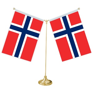 Patrón de bandera noruega Bandera de mesa 14X21cm Diseño de doble cara Rojo Azul Blanco Color clásico Decoración de escritorio de oficina - Product Image 1