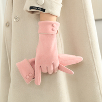 Gants d'hiver pour femmes, rembourrés en velours, chauds, résistants au froid, avec décoration au poignet, pour la conduite en plein air, pour écran tactile, multicolores