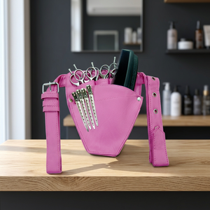 Estuche de cuero rosa para herramientas de peluquería con tijeras, peines y funda para tijeras de corte, bolsa de cintura para set de herramientas de barbero - Product Image 2