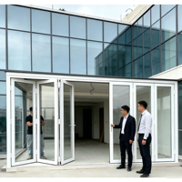 Moderne Faltbare Schiebe-Stapelbare Glas-Aluminium-Terrassentür mit Thermischer Trennung, Winddicht, Individuelles Design für Hotel, Villa, Außenbereich