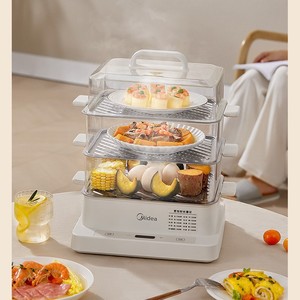 Olla Eléctrica Midea de Tres Niveles, 10L, Blanca, de Acero Inoxidable, para Cocinar y Estofar Automáticamente - Product Image 5