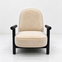 Fauteuil d'appoint moderne en tissu Teddy avec accoudoirs en bois massif, chaise de loisirs individuelle pour salon, hôtel, mobilier OEM&ODM