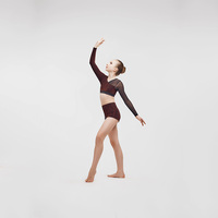 Nouvel arrivage de conception d'usine haut court à manches longues avec ensemble de 2 pièces de danse courte chaude vêtements de danse pour adultes