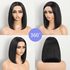 Perruques courtes lisses sans colle, prêtes à porter, en cheveux humains, pré-coupées, 13x4, avec cordon élastique, améliorées, sans colle, perruque en dentelle aérée - Product Image 3