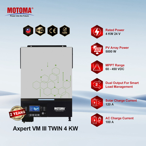 Fournisseur fiable – Onduleur solaire hybride hors réseau à double sortie 4KW 6KW 8KW 24V 48V à onde sinusoïdale pure avec MPPT Axpert VM III TWIN 4 KW - Product Image 4