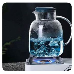 Hot Bán Mát Nước Thủy Tinh Jug Set Gradient Thủy Tinh Bình Nước Trà Đồ Uống Ấm Đun Nước Với Silicone Nắp - Product Image 5