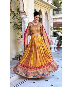 Lehenga Choli para mujer con blusa de diseñador de bordado pesado y Dupatta traje festivo étnico de fiesta de boda indio tradicional - Product Image 6