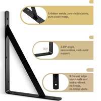 Support mural triangulaire noir à tolérance de précision simple face pour étagère flottante, revêtement en poudre métallique, prix de gros bas