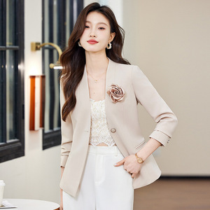 Women's Blazer Black Long Sleeve Solid Color No-Wrinkle Treatment Pocket Design Spring Autumn 2025 - Product Image 2