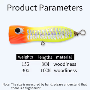 Señuelo de <span class=keywords><strong>Pesca</strong></span> de Madera Impresa de 100 mm/80 mm, 15 g/30 g, para <span class=keywords><strong>Pesca</strong></span> con Mosca en Agua Salada, <span class=keywords><strong>Pesca</strong></span> con Flotador, <span class=keywords><strong>Lubina</strong></span> y Atún, Popper, Stickbait - Product Image 3