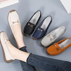 Zapatos planos de alta calidad para mujer, mocasines informales con diseño de caracol, cuero genuino, EVA tela de algodón, lona transpirable, sin cordones sólidos - Product Image 1