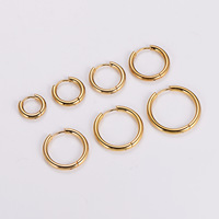 Aros de Oro de 18K en Oferta, Pendientes de Aro Brillantes Chapados en Oro, Juego de Pendientes de Aro Abrazadores de Acero Inoxidable
