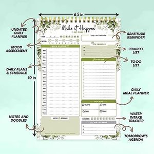 Daily Planner Notepad Decorably Detailed 52 Sheets Spring-Bound Leather Bound Daily Schedule <strong>Task</strong> Planner To-Do List Notepads - Product Image 3