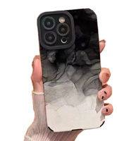 Coque de téléphone portable en TPU souple avec impression de peinture à l'encre dégradée noir et blanc pour iPhone 8 X Xr Xs 11 12 13 14 15 16 17 18 Pro Max