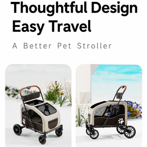 Large <strong>Dog</strong> <strong>Stroller</strong> 55KG Heavy Duty Pet <strong>Stroller</strong> One-Click Folding Linen Fabric Detachable Carrier EVA Wheels OEM ODM - Product Image 3