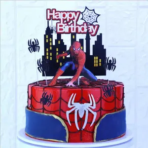 お誕生日おめでとうケーキトッパースーパーヒーロー漫画トッパーをテーマにしたインスピレーションを得たケーキ装飾的な男の子のテーマパーティートッパーケーキの装飾